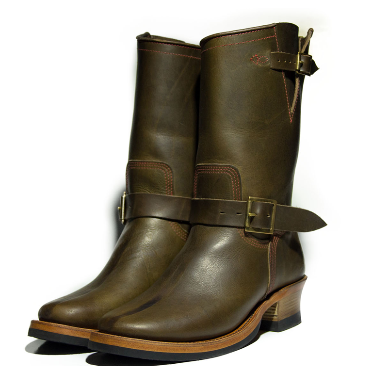 Dark Olive Steerhide Engineer Boots — ROLE CLUB